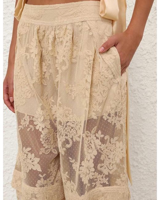 Zimmermann Natural Luna Lace Floral Trousers