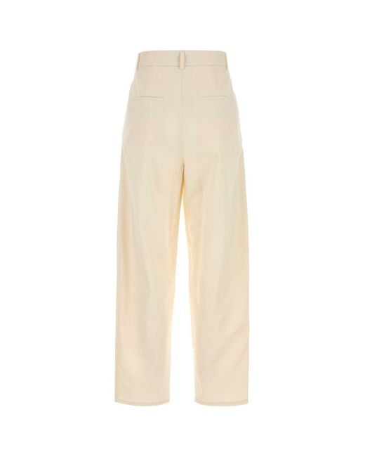 Max Mara Natural Duomo Pleated Button-Detailed Trousers