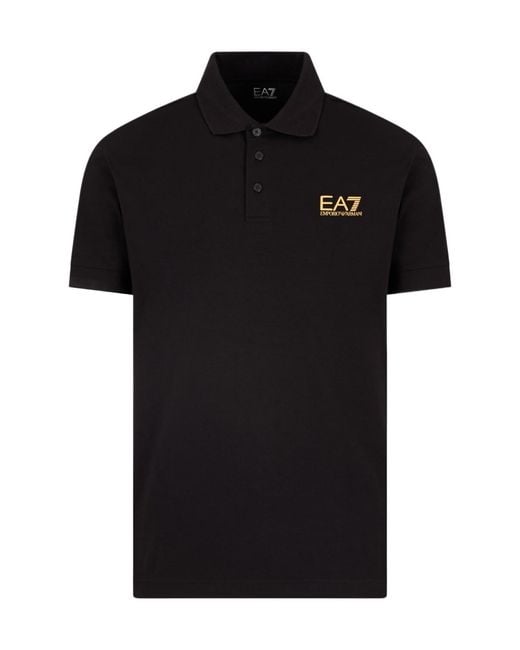 EA7 Black Herren Buttoned Polo Shirt for men