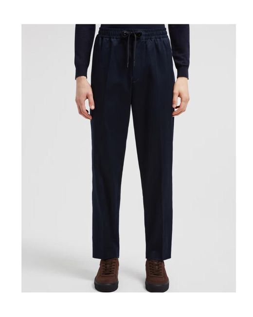 Moncler Blue Drawstring Crepe Jogging Trousers for men