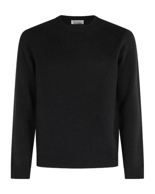 Roberto Collina Black Crew-Neck Knitted Sweater for men