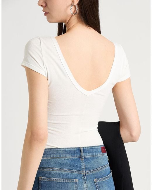 MAX&Co. White Lightweight Knit Short Sleeve Top