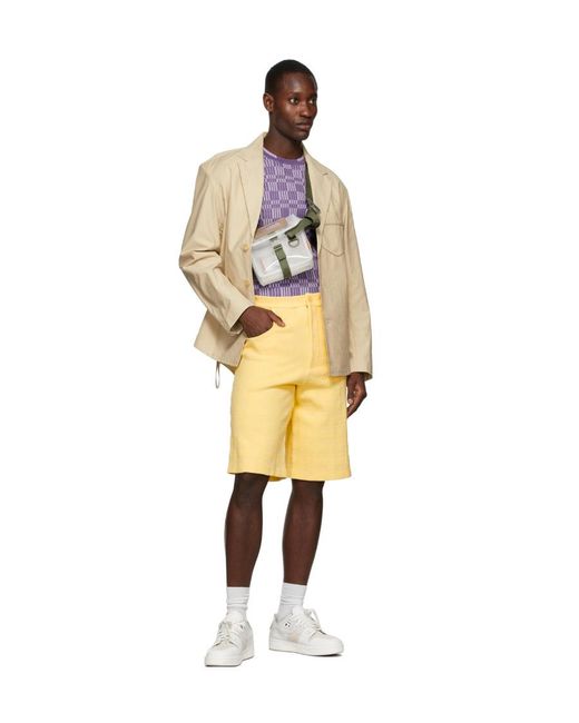 Jacquemus Yellow Logo Straight Shorts for men