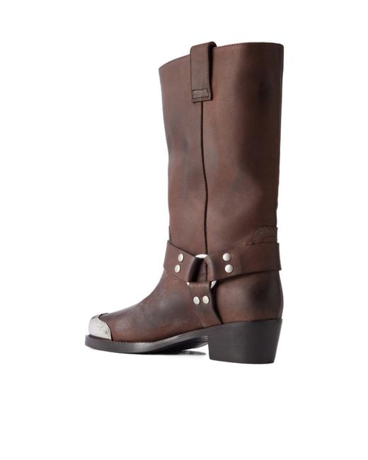 Paris Texas Brown Embellished Leather Ankle Boots