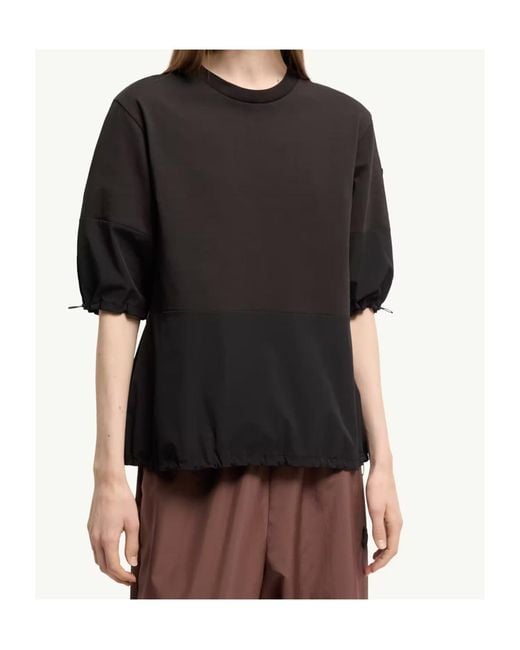 Moncler Black Cotton Ripstop T-Shirt