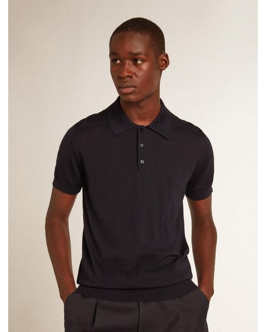 Golden Goose Deluxe Brand Black Classic Collared Polo Shirt for men