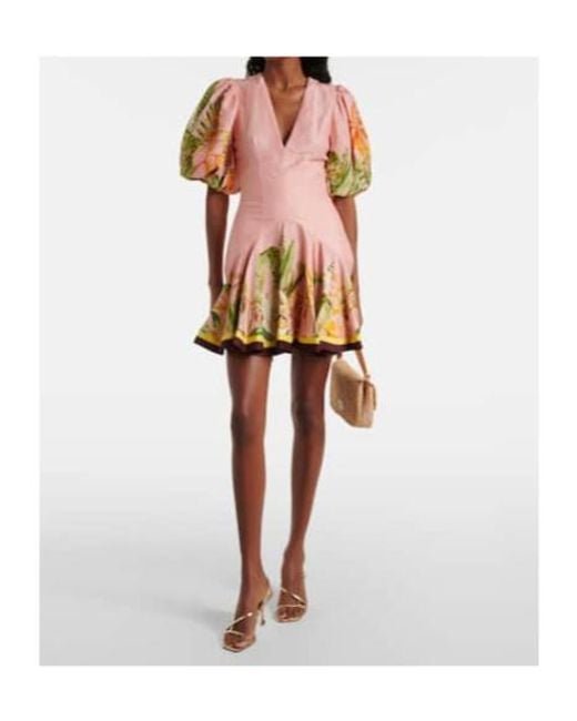ALÉMAIS Pink Papaya Linen-Blend Minidress