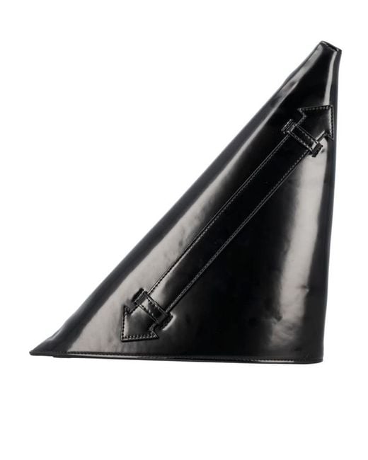 MSGM Black Triangle-Shape Clutch Bag