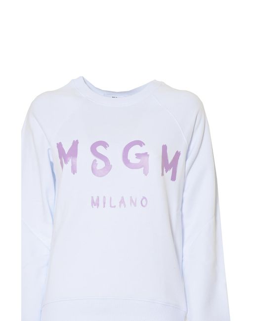 MSGM White Round-Necked Sweater