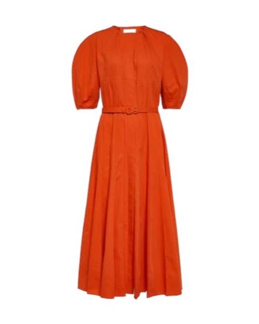 Gabriela Hearst Orange Caden Puff Sleeve Midi Dress