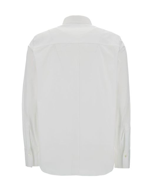 Brunello Cucinelli White Straight-Point Collared Buttoned Shirt