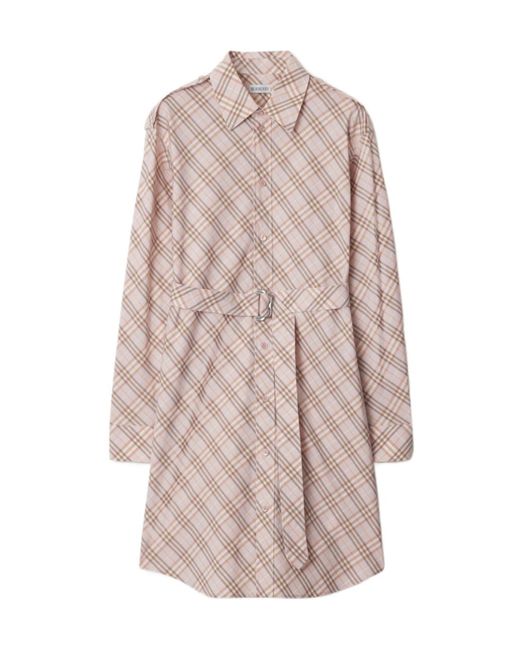 Burberry Multicolor Checked Belted Waist Shirt Dress