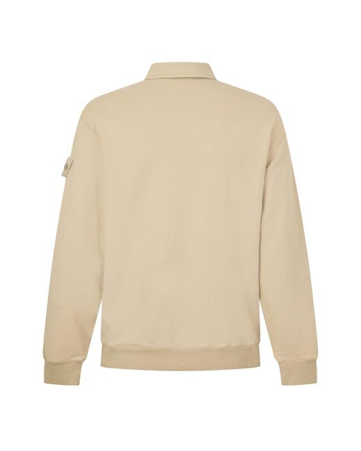 Stone Island Natural Long-Sleeve Polo Sweatshirt for men