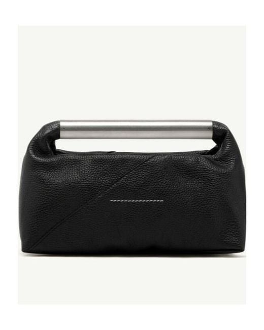 MM6 by Maison Margiela Black Japanese Metal-Handle Clutch Bag