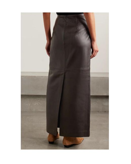 Co. Brown Back Slit Midi Skirt