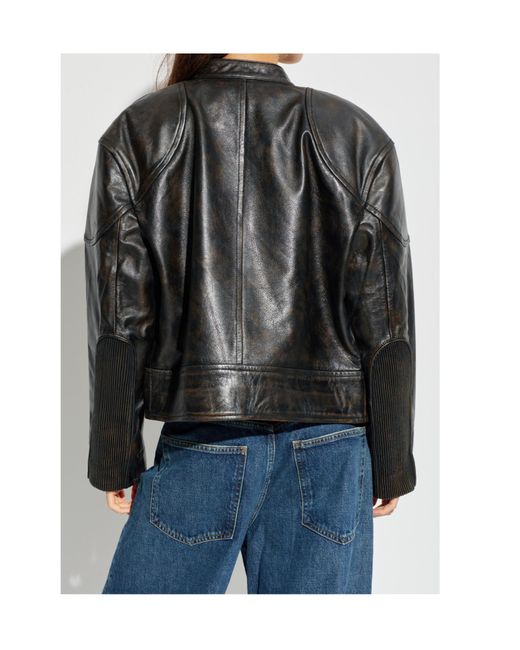Stand Studio Black Alita Zip-Up Leather Jacket