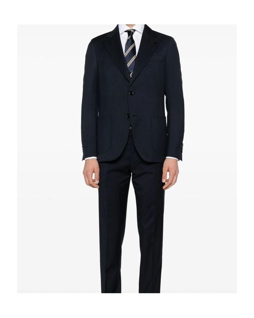 Lardini Blue Single-Breasted Patch-Pocket Blazer for men