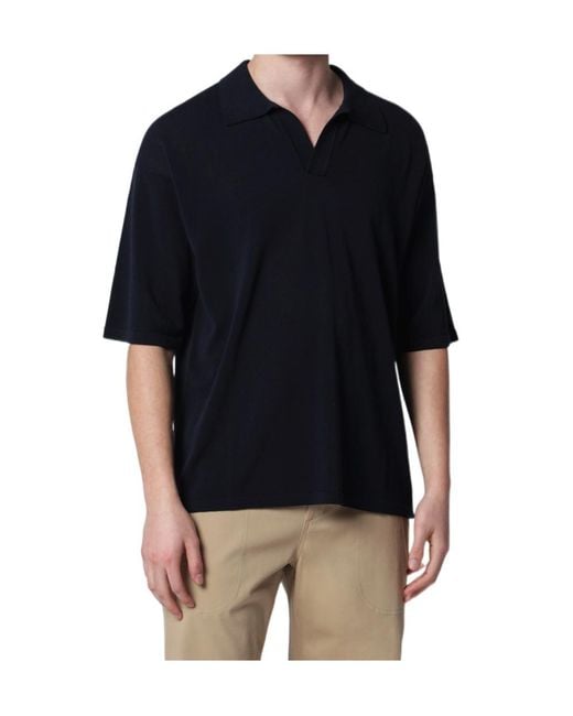 Roberto Collina Blue Drop-Shoulder Polo Shirt for men