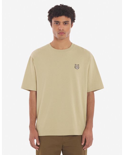Maison Kitsuné Natural Maison Kitsuné Bold Fox Head Patch Crewneck T-Shirt for men