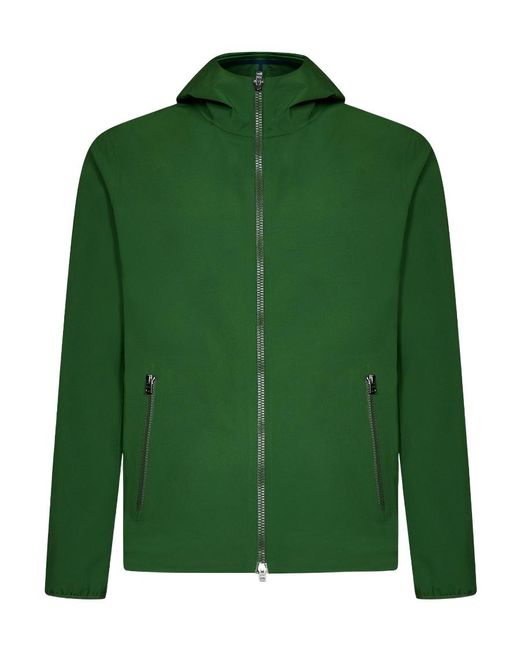 Herno Green Zipped Hooded Jersey Jacket for men