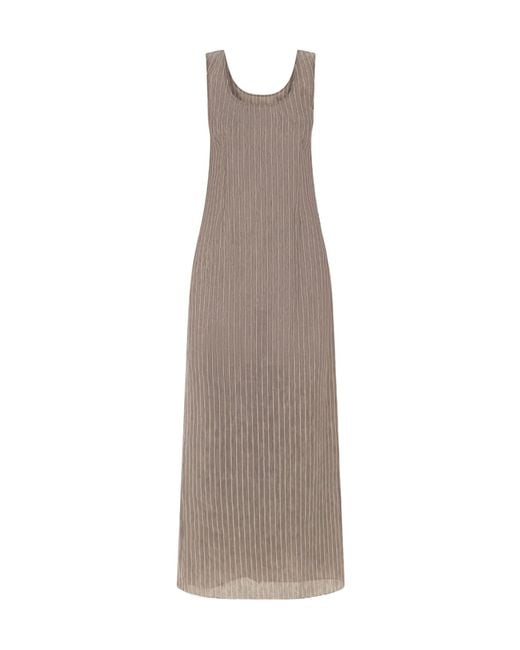 Kallmeyer Natural Isadora Striped Linen Maxi Dress