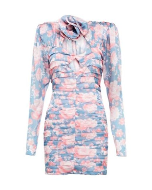 Magda Butrym Blue Floral Cutout Silk Minidress