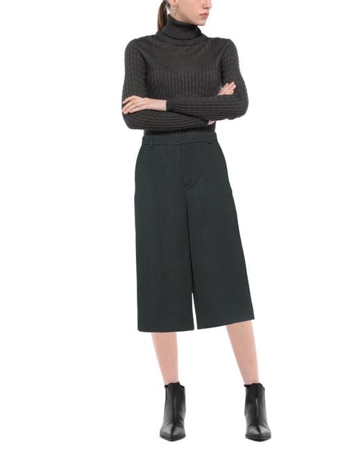 Saint Laurent Green Solid Color Wool Casual Pants