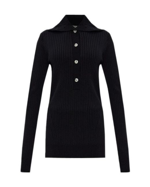 Entire studios Blue Ribbed Polo Knitted Top