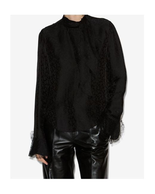 Isabel Marant Black Scarf Detail Long-Sleeve Top