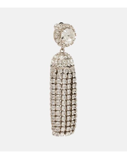 Rabanne White Crystal-Embellished Drop Earrings