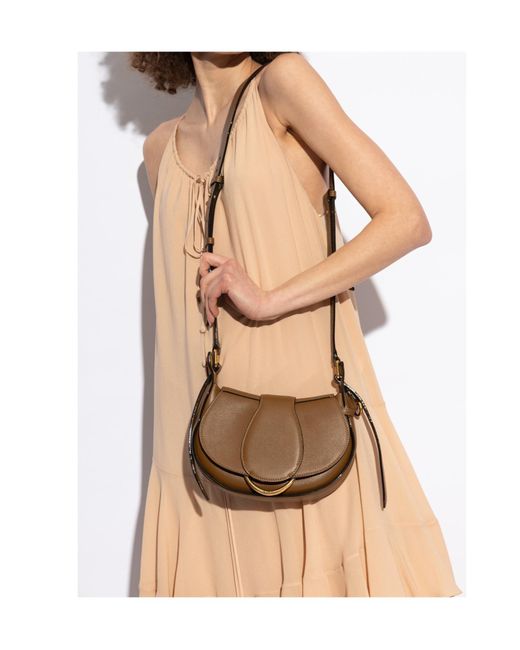 Chloé Brown Chloé Ride Logo Detailed Crossbody Bag