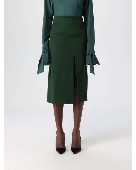 Ermanno Scervino Green Front Slit Midi Skirt