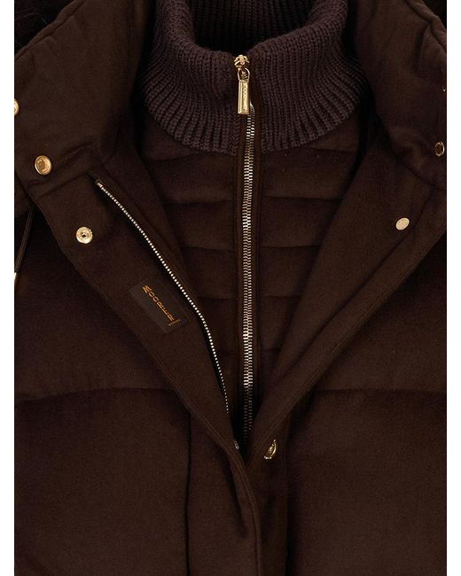 Moorer Brown Hooded Padded Jacket