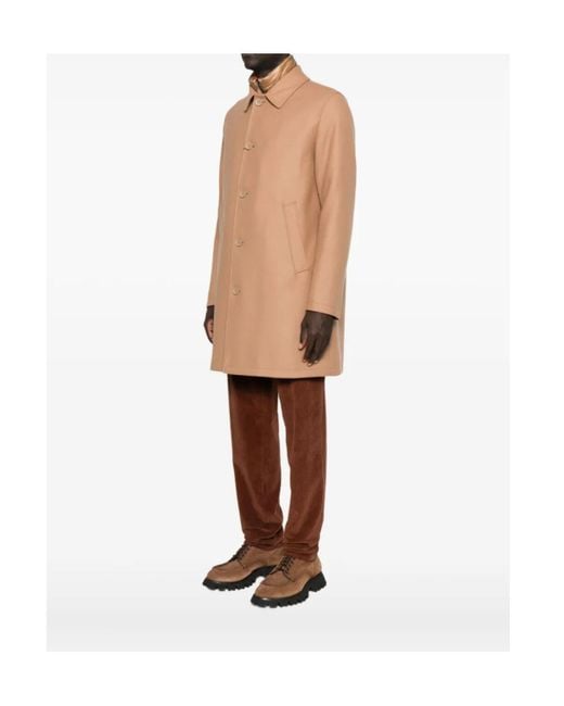 Herno Natural Button-Fastening Wool-Blend Coat for men