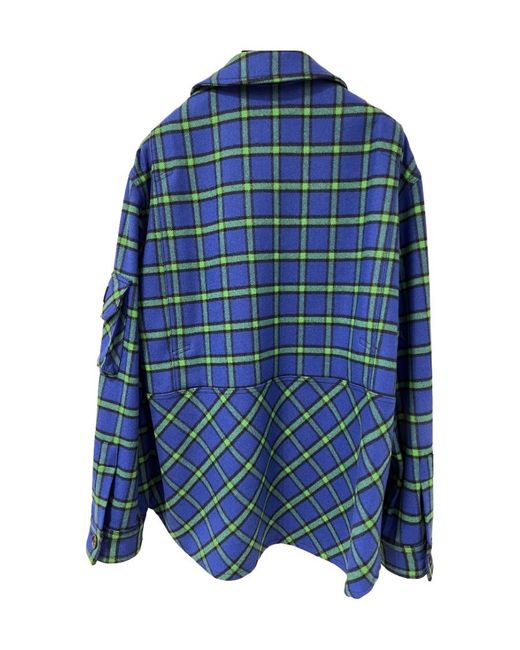 Versace Blue Checkered Lapel Casual Jacket for men