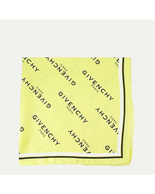 Givenchy Green Logo-Print Silk Scarf