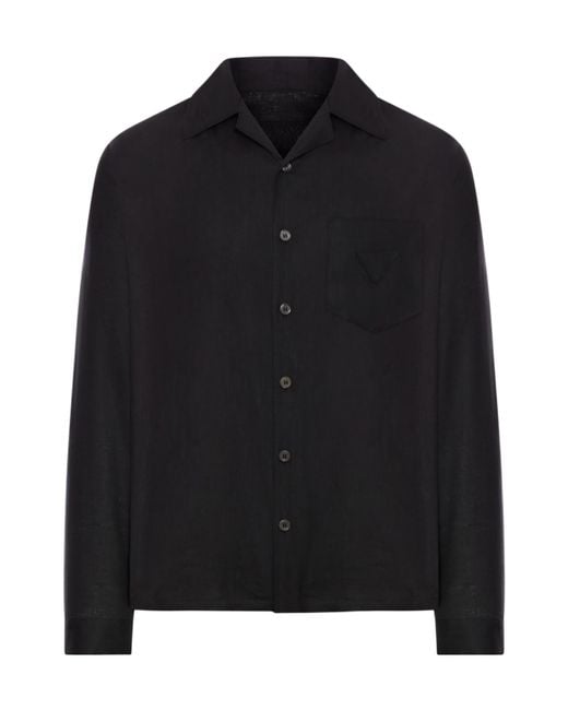 Prada Black Long Sleeved Buttoned Shirt for men