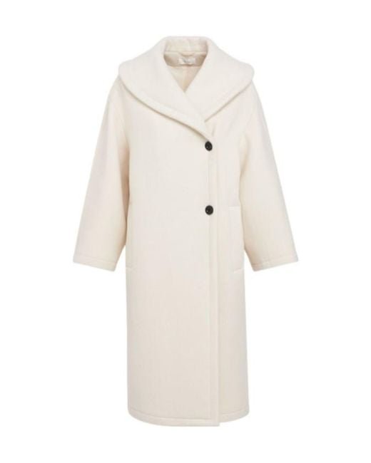 The Row White Wool Long Coat