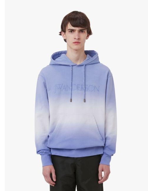 J.W. Anderson Blue Jw Anderson Logo Embroidered Drawstring Hoodie for men