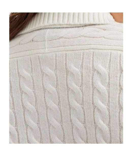 Brunello Cucinelli White Cable-Knit Cashmere Jumper