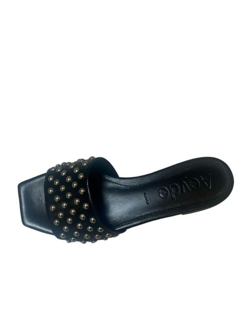 Aeyde Black Anna Studded Sandals