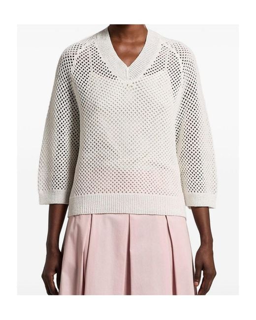 Peserico Multicolor Sequinnedv-Neck Open Sweater