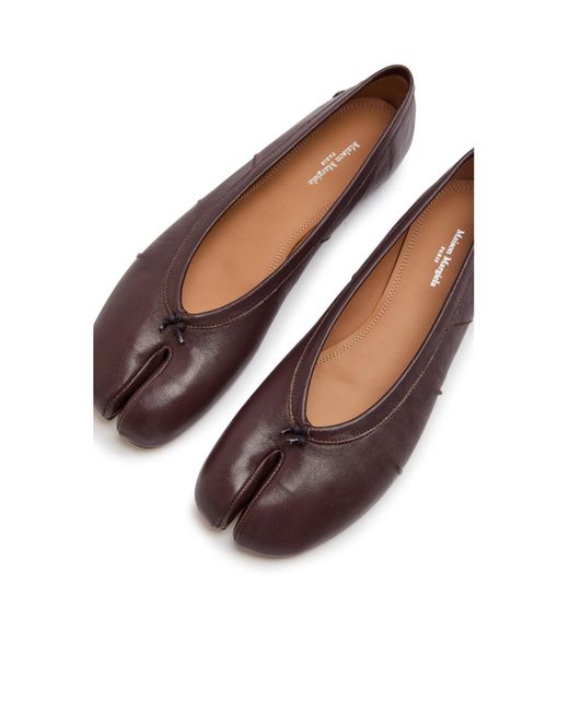 Maison Margiela Brown Solid Colour Leather Ballet Flats