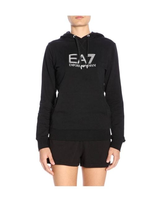 EA7 Black Logo Hooded Sweater