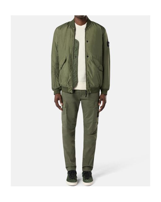Stone Island Green Logo Patch Bomber Jacket for men