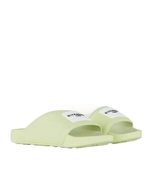 Givenchy Green Logo Rubber Slides
