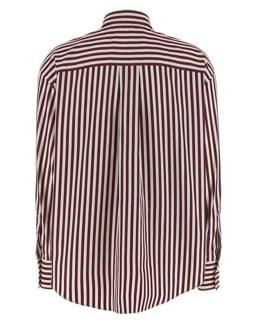Brunello Cucinelli Red Striped Long Sleeved Shirt