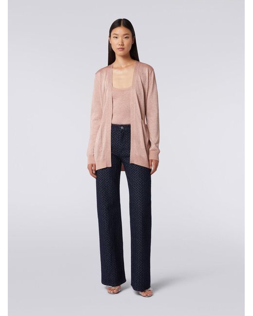 Missoni Pink Metallic-Threading V-Neck Belted Cardigan