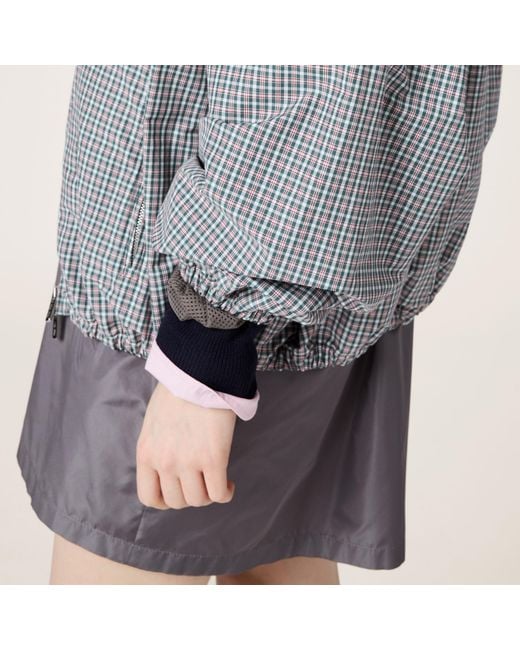 Miu Miu Gray Checked Drawstring Jacket