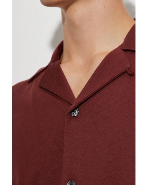 AllSaints Red Hudson Camp-Collar Shirt for men